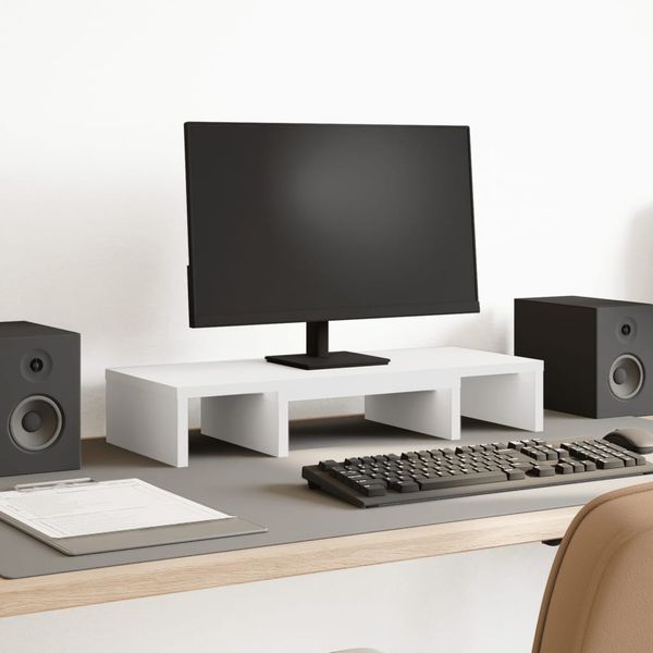 vidaXL Monitorständer Verstellbar Weiß 60x24x10,5 cm Holzwerkstoff 854625
