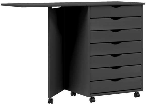 vidaXL Rollschrank mit Schreibtisch MOSS Grau Massivholz Kiefer 355902