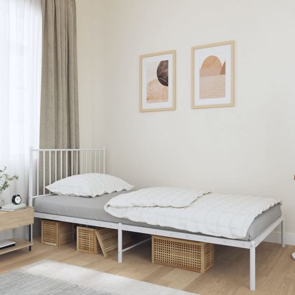 vidaXL Bettgestell mit Kopfteil Metall Weiß 100x190 cm 350925