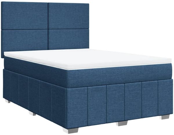 vidaXL Boxspringbett mit Matratze Blau 160x200 cm Stoff 3291718 Bild 2
