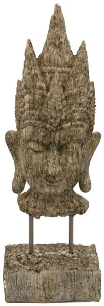 Buddha-Büste auf Ständer – dekorative Figur in antikem Braun