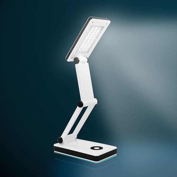 EAXUS LED Schreibtischlampe USB LED Schreibtischlampe Aufklappbar LED Tischlampe, LED fest integriert, Kaltweiß, Inklusive USB-Kabel, Weiß, Dimmbar