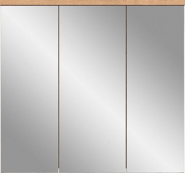 welltime Badezimmerspiegelschrank Dolo, Breite 80 cm, 3 Spiegeltüren, 9 Fächer, 6 Einlegeböden (1-St) Badmöbel, Badschrank, Schrank, Wandschrank, Bad, Badezimmer