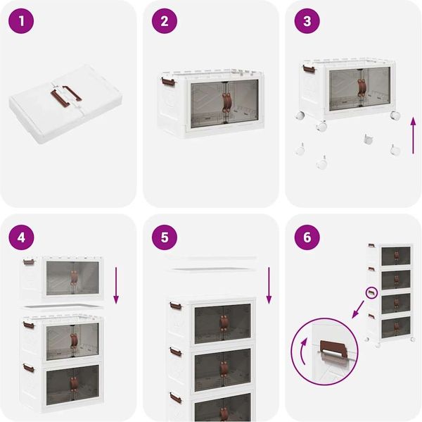 vidaXL Aufbewahrungsbox mit Rädern Stapelbar 4-stöckig 28 L 4012371 Bild 8