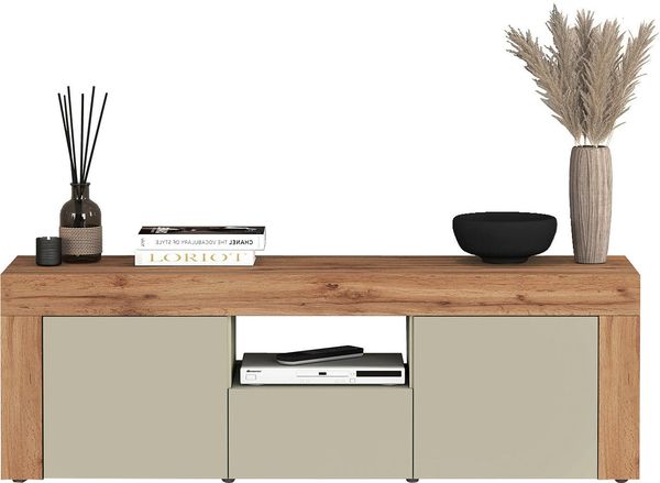OTTO home Lowboard CHRONOS Breite 155 cm mit 2 Türen, 1 Schublade,1 offenes Fach (1 St), TV-Board, Sideboard niedrig, Grifflos mit Push to Open 'Made in Italy'