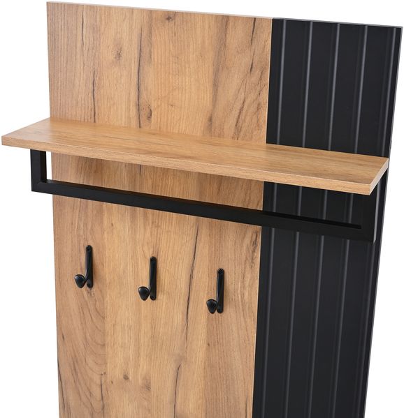 Merax Schuhbank, Flurmöbel,Schuhschrank mit 2 Türen, mit Rückwand mit 3 Haken, Schwarz und naturfarben Bild 6