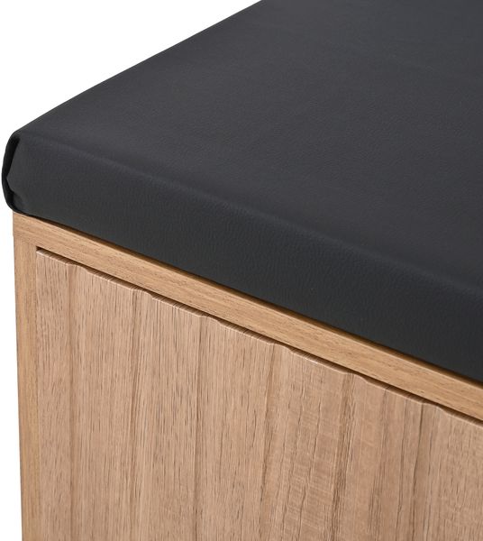 Merax Schuhbank, Flurmöbel,Schuhschrank mit 2 Türen, mit Rückwand mit 3 Haken, Schwarz und naturfarben Bild 5