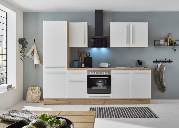 KOCHSTATION Küchenzeile KS-Florida mit 38mm starker Arbeitsplatte, Breite 270 cm, wahlweise mit E-Geräten, Soft-Close-Funktion