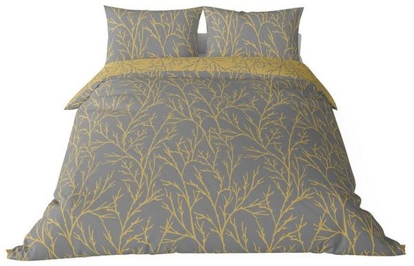 Brielle Bettwäsche Mako Satin Wendebettwäsche-Set - 2-tlg - Gelb-Grau, 2 teilig, Mit Reißverschluss, 100% Baumwolle Bild 4