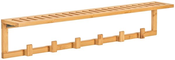 SoBuy FHK06-N Wandgarderobe, Massivholz, Lackiert, Bambus, 90 x 16,5 x 12,5 cm