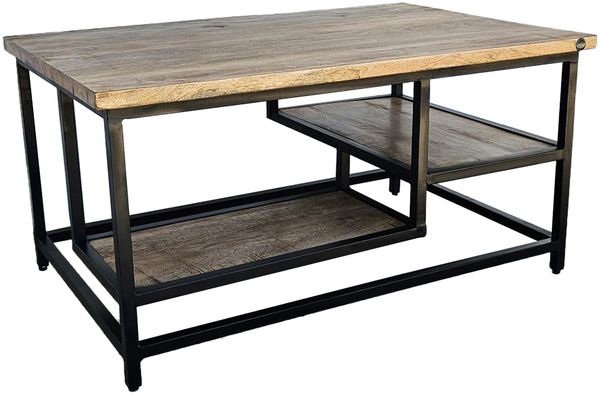 Couchtisch mit Ablage - Mangoholz massiv / Metall - 90 x 60 x 45 cm
