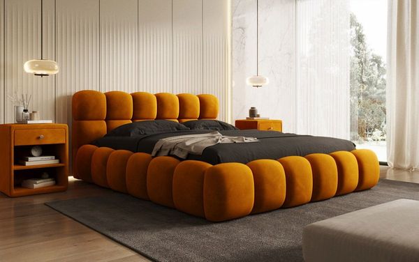 Luxusbetten24 Polsterbett Designer Polsterbett Boston Samt, mit Stauraum