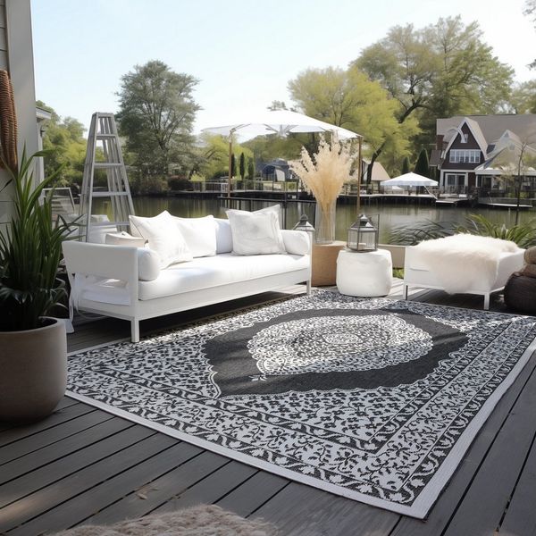 ELLE DECORATION Teppich Meekly Wendeteppich, rechteckig, Höhe: 5 mm, Flachgewebe, In-& Outdoor, Modern, beidseitig, Balkon, Wohnzimmer