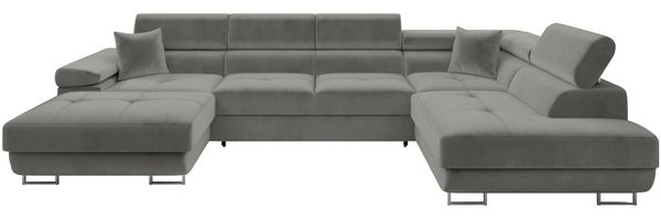 Ecksofa Torezio Bis mit Bettkasten, Schlaffunktion und Einstellbare Kopfstützen (Farbe: Polo 894, Seite: Rechts)