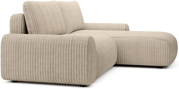 Selsey 'Lelu' Ecksofa mit Cordbezug, Schlaffunktion und Bettkasten, Beige, beidseitig Bild 6