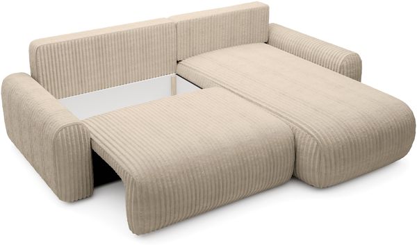 Selsey 'Lelu' Ecksofa mit Cordbezug, Schlaffunktion und Bettkasten, Beige, beidseitig Bild 7