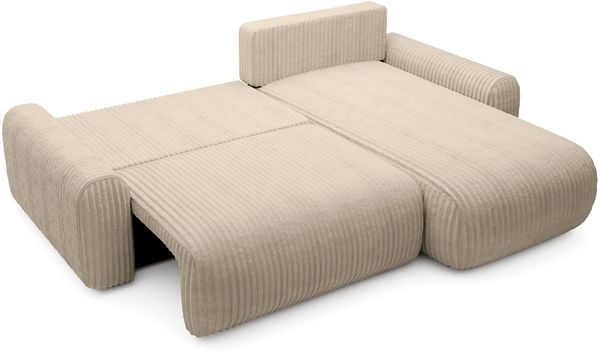 Selsey 'Lelu' Ecksofa mit Cordbezug, Schlaffunktion und Bettkasten, Beige, beidseitig Bild 3