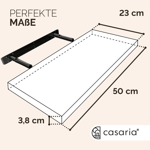 Casaria Wandregal mit Halterung, MDF, Grau / Matt, 50x23x3,8cm Bild 3