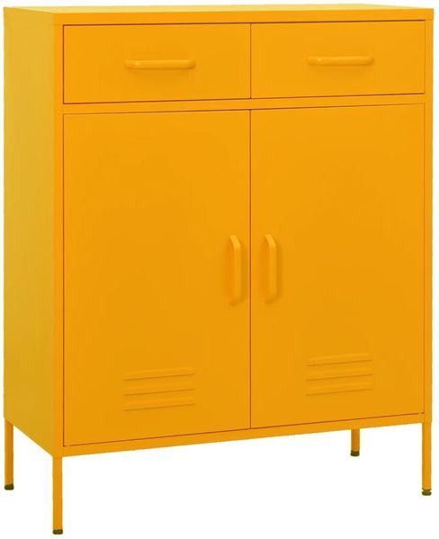 Sideboard | Kommode | Lagerschrank Senfgelb 80x35x101,5 cm Stahl