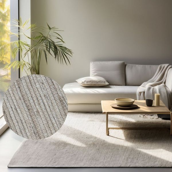 HANSE Home Teppich Dhaka Juteteppich, rechteckig, Höhe: 5 mm, Handgewebt, Jute, Wolle, Natur, Wohnzimmer, Flur, Klassisch, Boho