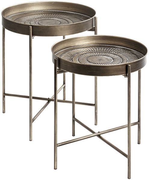 Beistelltisch >55223< (2er Set) in kupfer, Metall - 49x42cm (HxD)