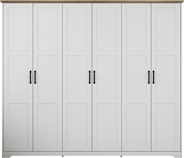 OTTO home Kleiderschrank Emmilia Schrank Schlafzimmerschrank im Landhaus Design (Mit vielen Einlegeböden und Softclose) Landhaus Schrank mit 6 Türen Breite 226,5cm Höhe 2m