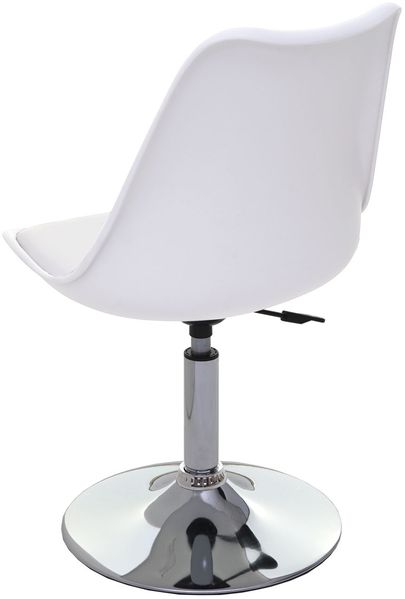 Drehstuhl Malmö, Stuhl Küchenstuhl, höhenverstellbar, Kunstleder ~ weiß, Chromfuß Bild 5