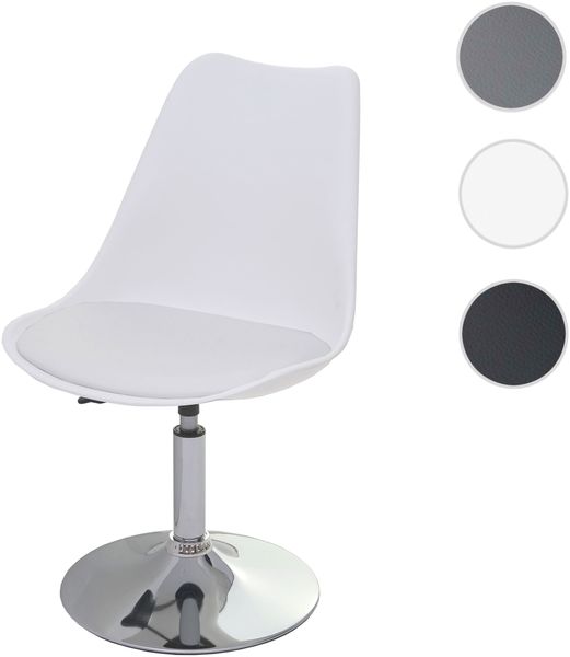 Drehstuhl Malmö, Stuhl Küchenstuhl, höhenverstellbar, Kunstleder ~ weiß, Chromfuß Bild 7