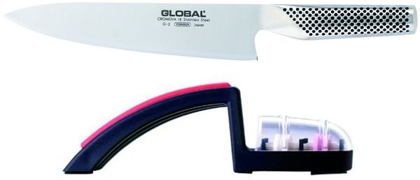 Global Starter Set Kochmesser + Handschleifer schwarz