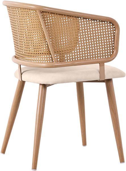 Esszimmerstuhl mit Rattan-Rückenlehne & PU-Ledersitz, 47x51x79 cm, Beige/Braun Bild 8