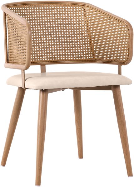 Esszimmerstuhl mit Rattan-Rückenlehne & PU-Ledersitz, 47x51x79 cm, Beige/Braun Bild 7