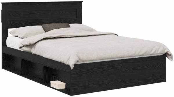 vidaXL Bettrahmen Schwarz 150 x 200 cm Massives Kiefernholz 3409744