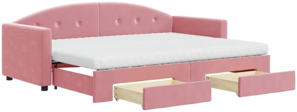 Tagesbett Ausziehbar mit Schubladen und Matratze Rosa 80x200 cm Samt 3197369