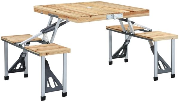 vidaXL Klappbarer Campingtisch mit 4 Sitzen Stahl Aluminium 47687