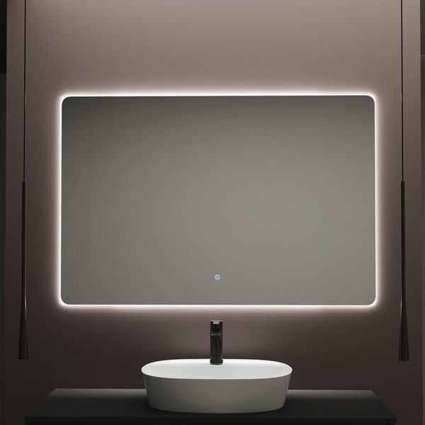 Baikal Rechteckiger Badezimmerspiegel | 60x80 cm | Hintergrundbeleuchtung | Touchscreen mit Antibeschlagschutz | Farbtöne 3500 K/4000 K/6000 K | Spiegel mit Licht | Spiegel mit LED