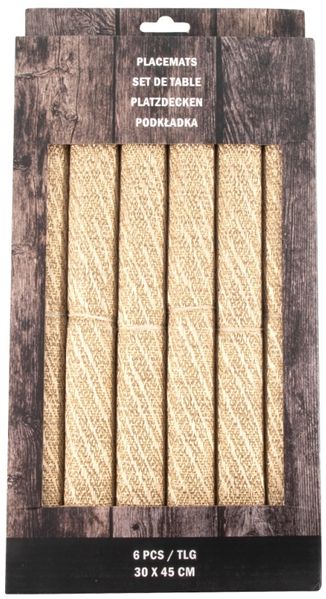 Tischset s/6 Polyester 30x45 Gold