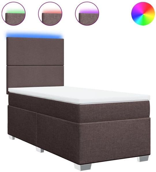 vidaXL Boxspringbett mit Matratze Dunkelbraun 90x190 cm Stoff 3292639 Bild 2