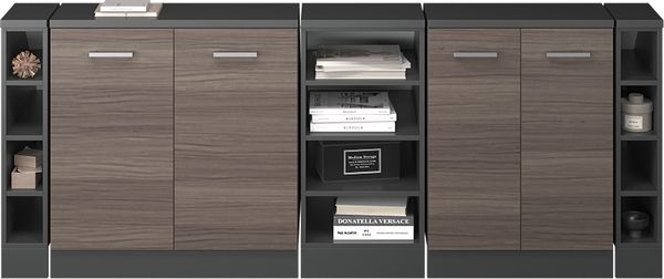 Küchenschrank für Dachschrägen R-Line Edelgrau 210 cm 5er Set Schrankkorpuss 60 cm Tiefe Vicco Bild 5