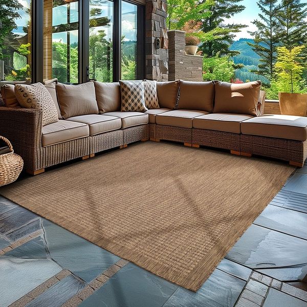 Carpettex Outdoorteppich Unicolor, Rund, Höhe: 3 mm, Teppich Wetterfest Waschbar Balkon, Garten, Terrasse und Küchenteppich