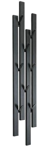 DanDiBo Garderobe Wand Schwarz Metall 96612 Wandgarderobe mit 8 Haken Schmal Flurgarderobe Modern Hakenleiste Garderobenhaken