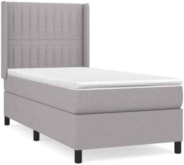 vidaXL Boxspringbett mit Matratze Hellgrau 100x200 cm Stoff 3131569