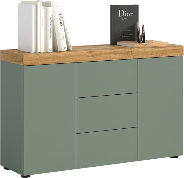 OTTO home Sideboard MAMBO, Breite 125cm, 2 Türen, 3 Schubkästen, push-2-open (1 St, 2 farbige Ausführung, in verschiedenen Farben erhältlich), Sideboard, Kommode, Wohnzimmer, Flur, Arbeitszimmer