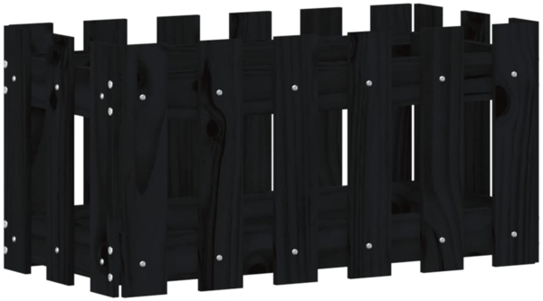 vidaXL Pflanzkübel Lattenzaun-Design Schwarz 60x30x30 cm Kiefernholz 832469