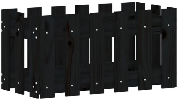 vidaXL Pflanzkübel Lattenzaun-Design Schwarz 60x30x30 cm Kiefernholz 832469 Bild 4