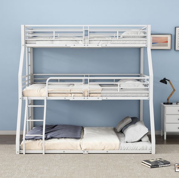 Bett 90x200 cm Dreifach-Etagenbett aus Metall – platzsparend, sicher und robust
