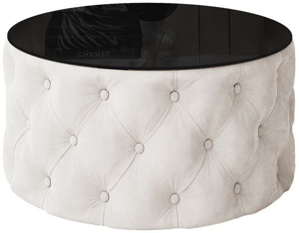 Lookway Couchtisch CHESTERFIELD 70 cm runder gepolsterter couchtisch