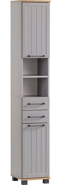 SCHILDMEYER Hochschrank Badschrank Highboard Badmöbel platingrau 30,3 x 180,9 x 32,6