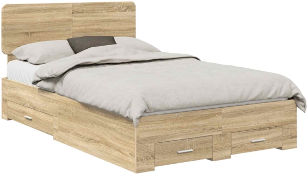 vidaXL Bettrahmen mit Kopfteil Sonoma-Eiche 120 x 200 cm Holzwerkstoff 3412393