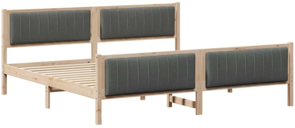 vidaXL Bettgestell Braun und Dunkelgrau 200 x 200 cm Massivholz Kiefer 3394299