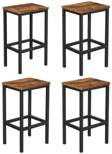 Vasagle Barhocker, 4er Set, Barstuhl, Küchenstuhl, für Küche, Wohnzimmer, Esszimmer, Industrie-Design, vintagebraun-schwarz LBC265B01 von Songmics